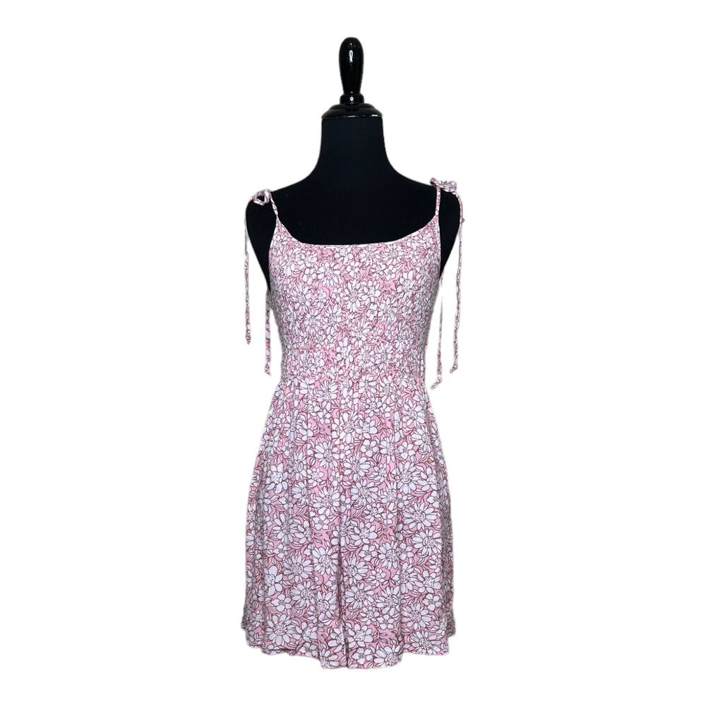 Timing pink floral shoulder tie romper size M